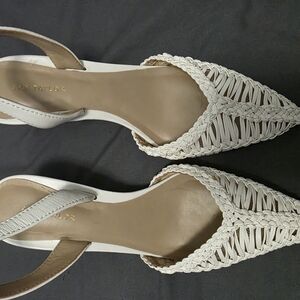 Ann Taylor Cream Woven Heels